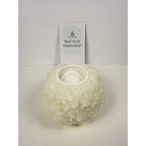 PartyLite Frosted Snowball Tealight Holder Rare Retired‎ P17B/L0610