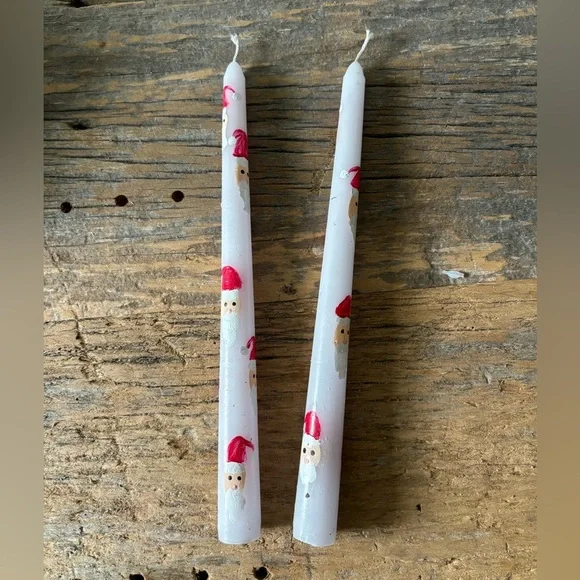 Hand Painted Santa‎ Clause two candle light sticks for Christmas