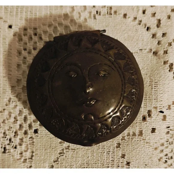 Vintage Brass Personal Ashtray Sun/ Celestial Motif