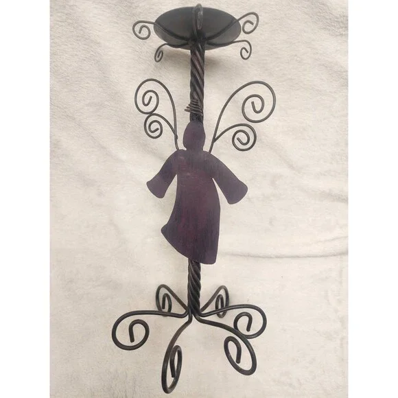 Metal Angel Candle Holder Dark Espresso Brown 11 Inch Tall