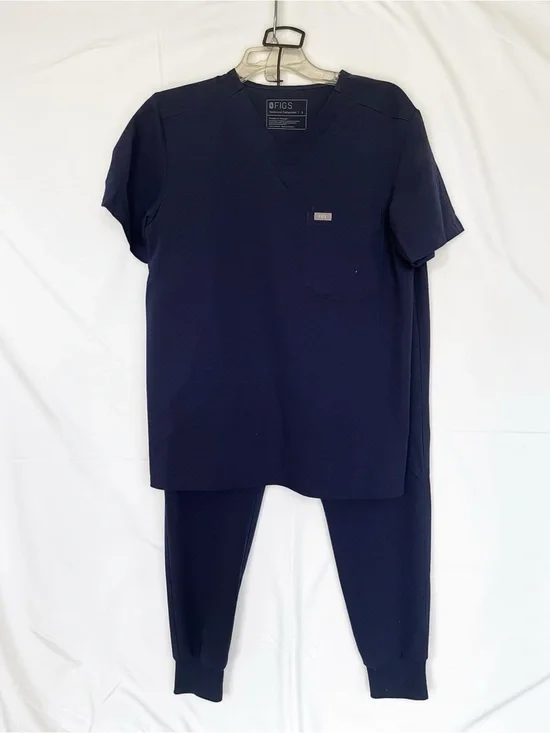 FIGS Men’s Medical Scrub Set Navy Matching Leon Top + Tansen Jogger Size Small