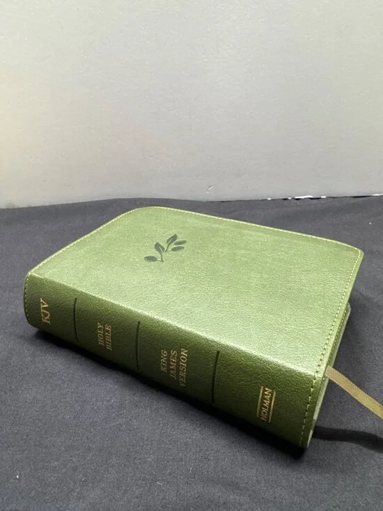 KJV 2025 Large Print Compact Bible In Olive LeatherTouch Cover By Holman With Ri
