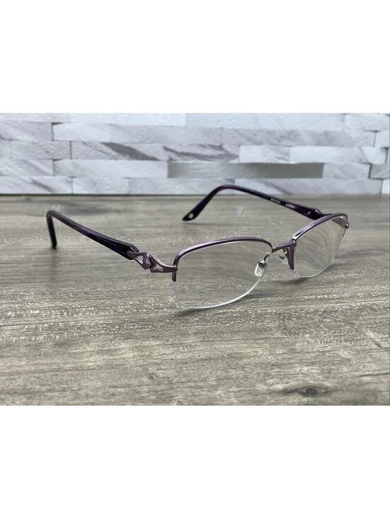 Bulova Avignon Womens Eyeglass Frames Lilac Purple 52-18-135 Metal Half Rim