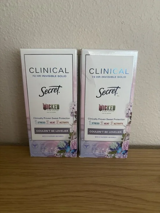 Lot of 2 Secret Clinical Invisible Solid Deodorant Wicked Couldn’t Be Lovelier