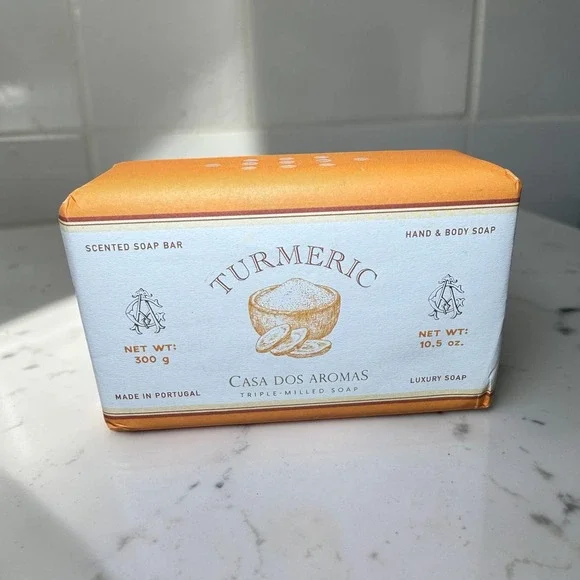 Casa Dos Aromas Turmeric Soap Bar Unisex 10.5oz Orange Triple-Milled Portugal