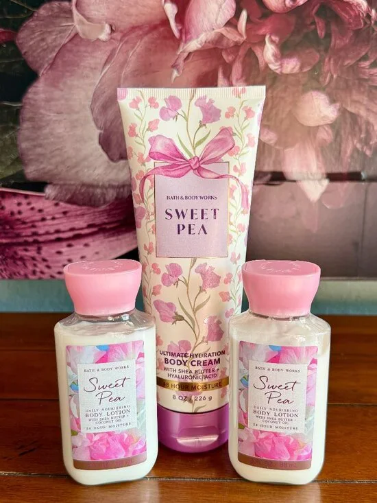 NEW 3-Pc SWEET PEA Body Cream & Lotion Bath & Body Works