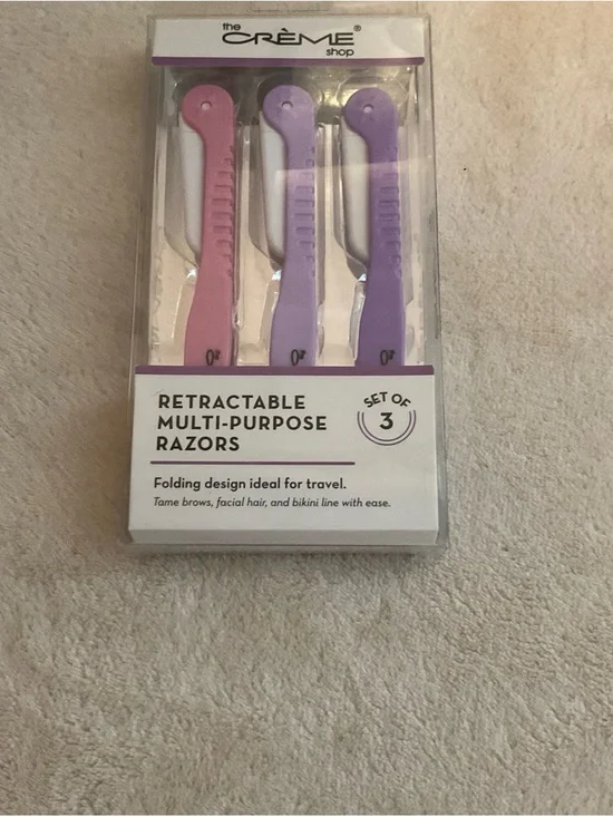 the Crème Shop Retractable Multi-Purpose Razors - Pink & Purple (Set of 3)