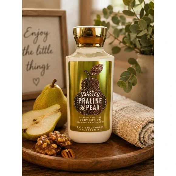 Bath & Body Works Toasted Praline & Pear Body Lotion 8 oz Shea Butter Coconut O