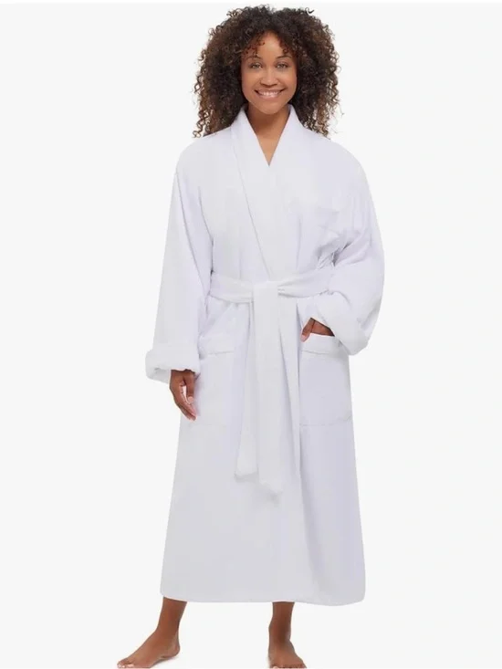 Terry Lined Microfiber Hotel Robe - Luxury Spa Bathrobe by Monarch/Cypress - Med