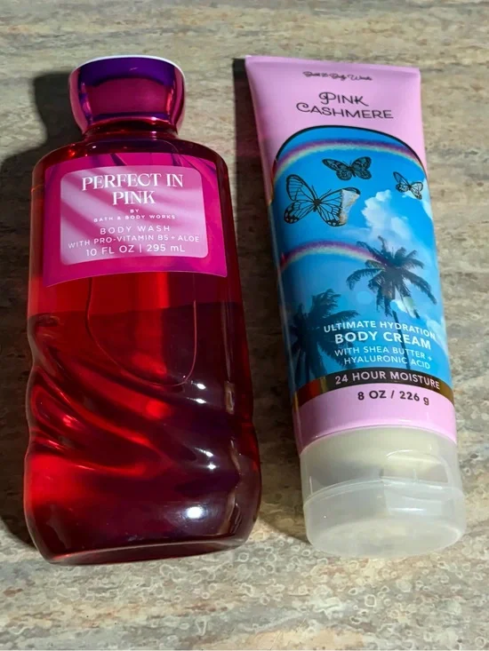 Bath & Body Works Perfect in Pink Shower Gel & Pink Cashmere Body Cream Duo