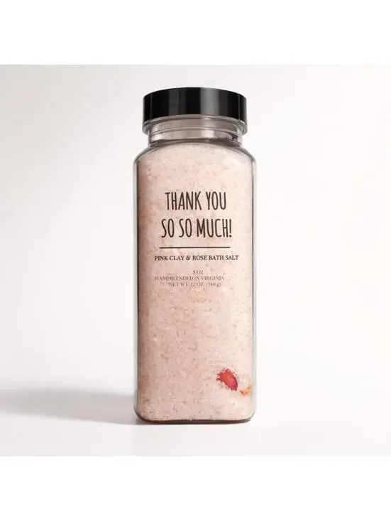 Pink Clay & Rose Bath Salt 12 oz - Handblended in Virginia Thank you Gift
