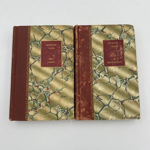 Lot of 2 Vintage Selected Tales of Guy de Maupassant and Bret Harte 1951 Illust.