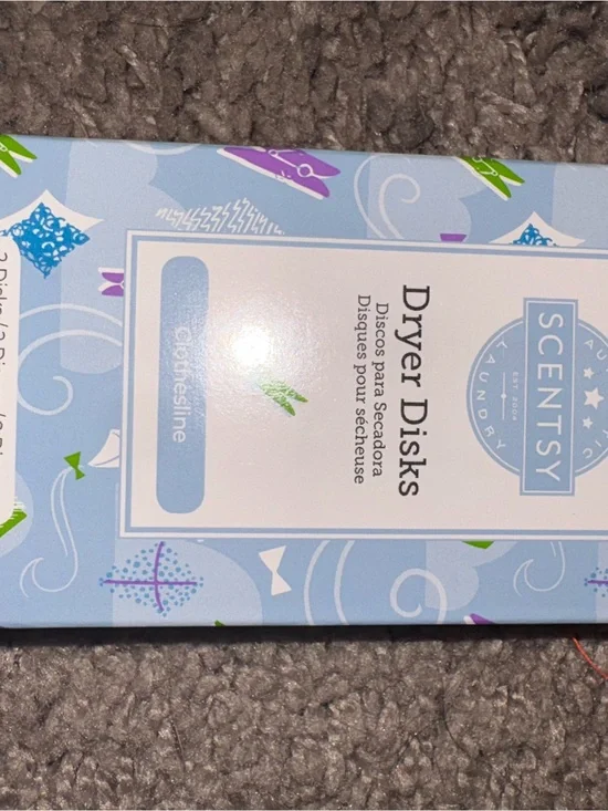 Scentsy Clothesline Dryer Disks - Light Blue with Purple & Green Accents