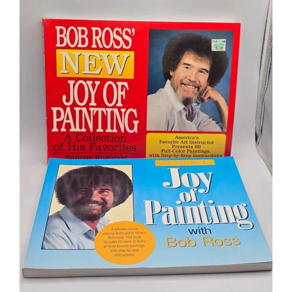 Vintage 90s Bob Ross‎ New Joy of Painting & More 2 Book Set Annette Kowalski