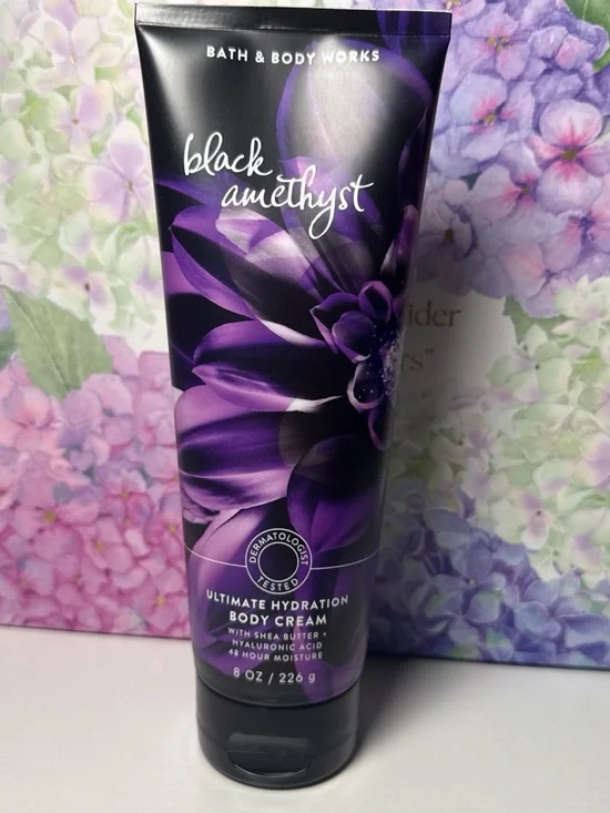 Bath & Body Works Black Amethyst Body Cream — Deep Purple Floral Tube