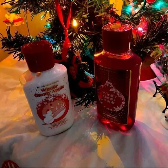 Christmas Winter Candy Apple Set Bath & Body Works Shower Gel & Body Lot…