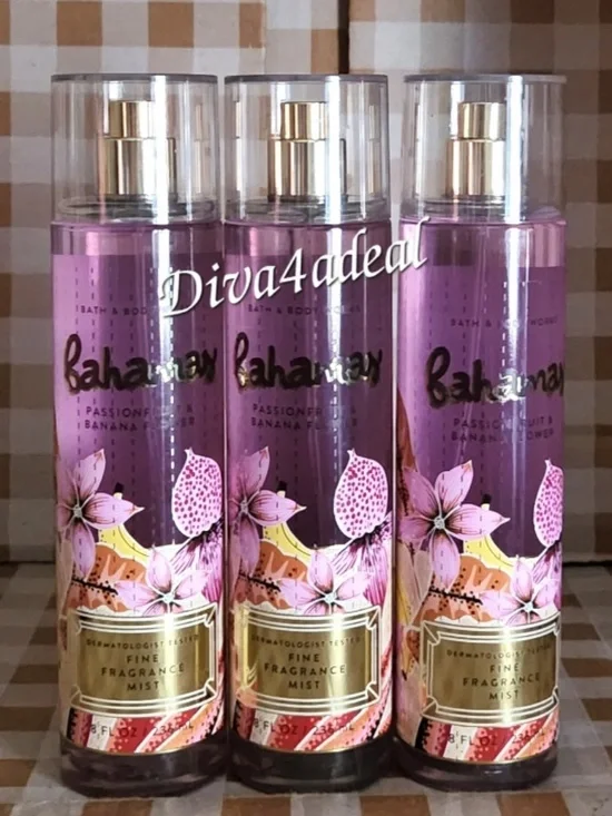 3X Bath & Body Works BAHAMAS Passionfruit & Banana 8 FL OZ Mist Spray Bundle