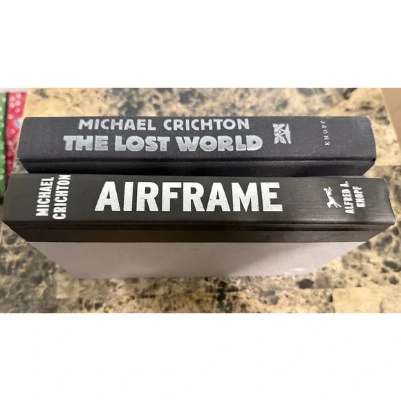 Michael Crichton Hardcover Book Set The Lost World and Airframe Editions
