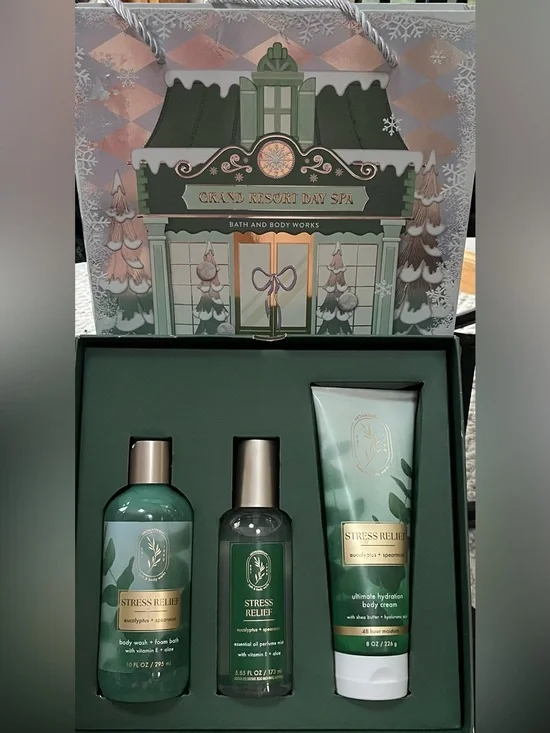 Bath & Body Works Aromatherapy Stress Relief Gift Set NIB Eucalyptus & Spearmint