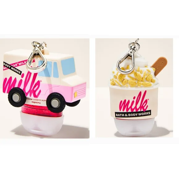 Bath & Body Works Milk Bar Pocketbac Hand Sanitizer Holders Set of 2 New RARE