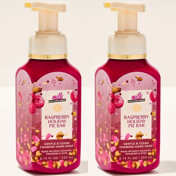 Bath Body Works Milk Bar Raspberry Holiday Pie Bar Foaming Hand Soap Set of 2