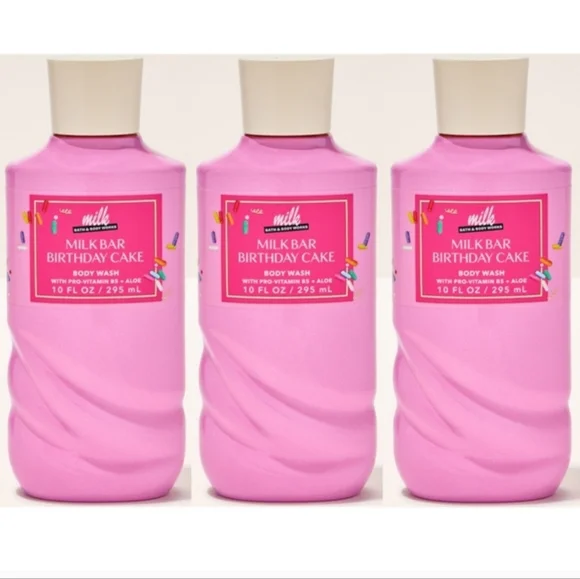 Bath Body Works Milk Bar Birthday Cake Body Wash Set of 3 NEW Rare
