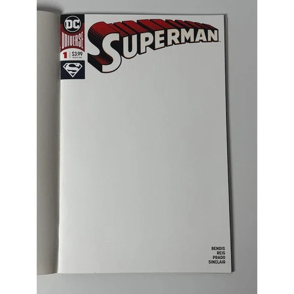 DC Universe Superman 1 Blank Sketch Variant Bendis Reis Prado Sinclair DC Comics