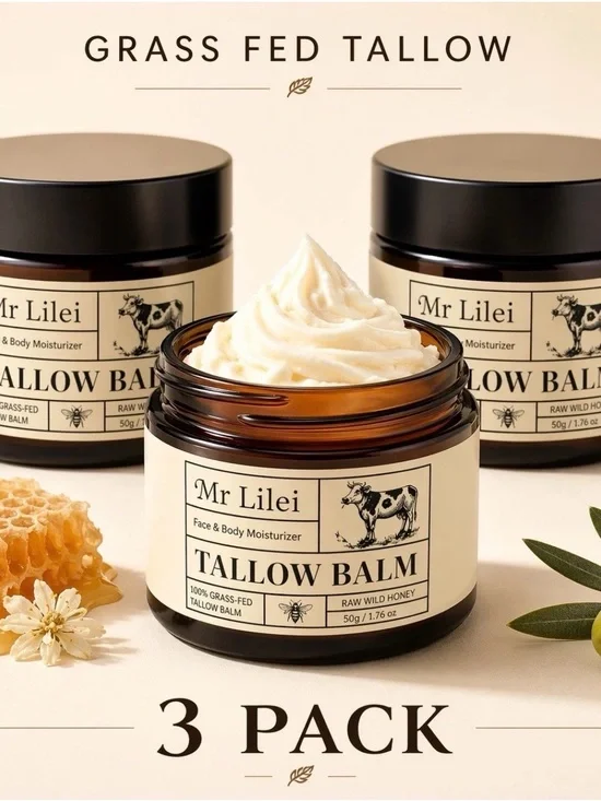 Mr Lilei Grass Fed Tallow Balm 3 Pack Honey Face & Body Moisturizer