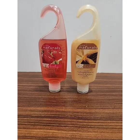 2 Avon Naturals Body Moisturizing Shower‎ Gel VANILLA Strawberry Guava HTF