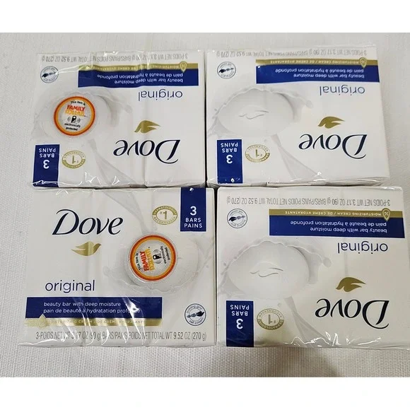 Dove Original Beauty Bar Moisturizing Cream‎ 3 Bars 9.52oz Lot of 4