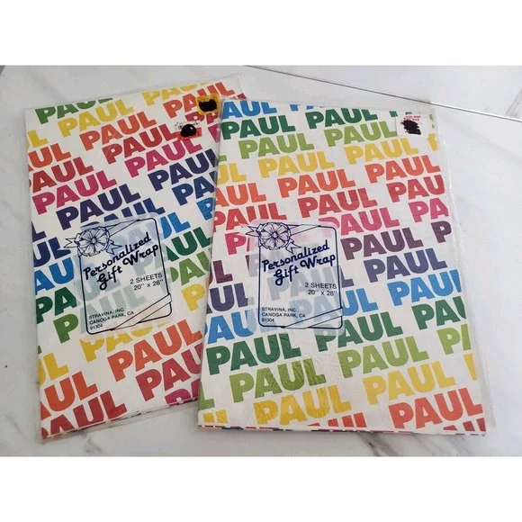 PAUL Vintage Stravina‎ Personalized Gift Wrap Wrapping Paper Name RAINBOW gift