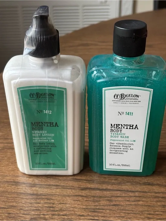 BATH & BODY WORKS C.O. BIGELOW MENTHA VITAMIN LOTION & BODY WASH 10oz  RETIRED