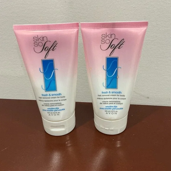 2 Avon Skin So Soft Fresh & Smooth‎ Body Hair Removal Creams 4.2oz New Sensitive