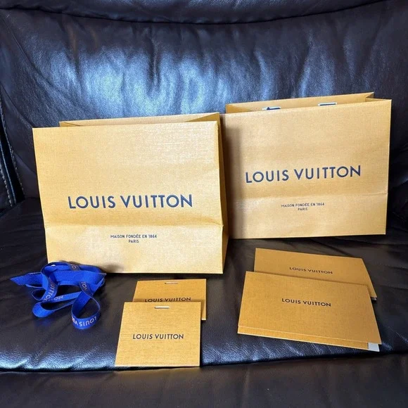 2 LOUIS VUITTON Shopping Totes Bag Authentic Empty Paper Gift Bag With Ribbon