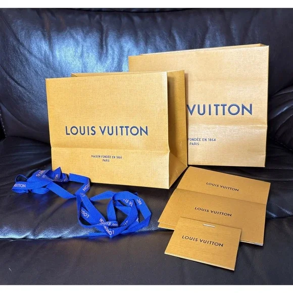 2 LOUIS VUITTON Shopping Totes Bag Authentic Empty Paper Gift Bag With Ribbon