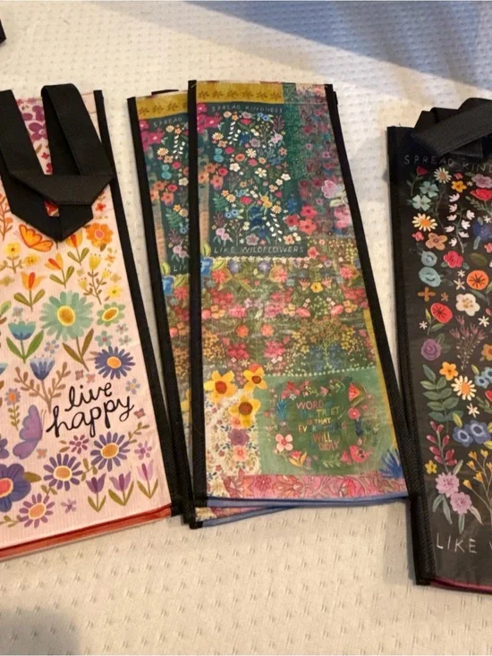 NATURAL LIFE Floral Reusable Wine Totes (5)