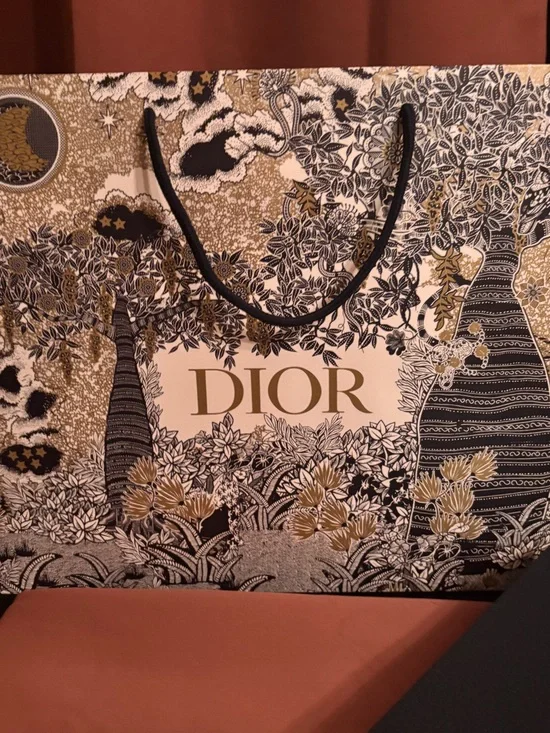 Authentic Gift Box in Navy w/ Silver Dior Logo, Dust Bag and Shopping Bag