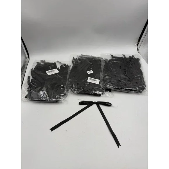 150Pcs Mini Black Satin Ribbon Bows for DIY Craft Party Decoration NIB