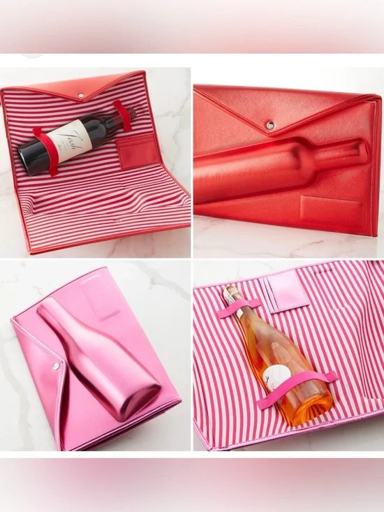 8 Oak Lane Metallic Red Wine Carrier Clutch - Stylish Bottle Case Neiman Marcus