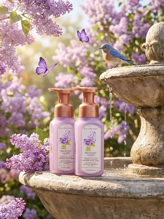 💜Bath & Body Works Gentle & Clean Foaming Hand Soap Fresh Cut Lilacs 8.75oz DUO