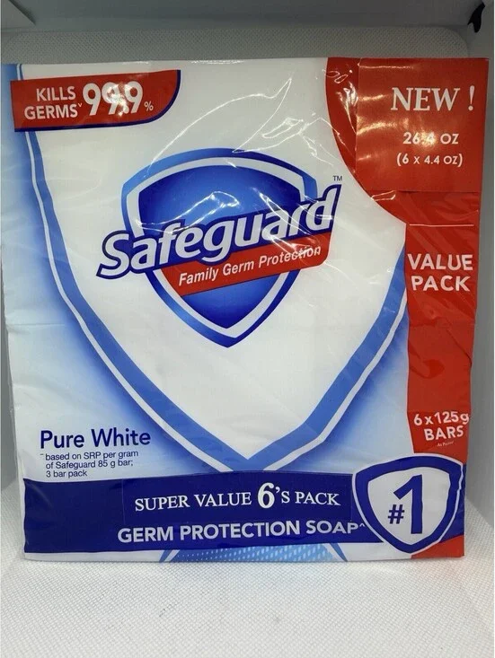 Safeguard Pure White Bar Soap Anti-Bacterial  125g x 6