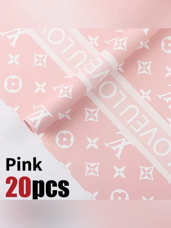 Others Follow Pink and White Decorative Party Wrapping Paper - 20pcs