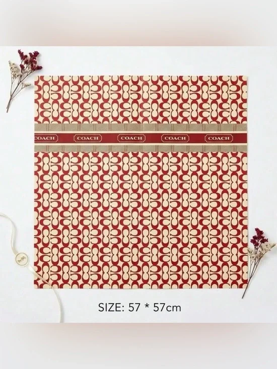 Coach Red and Cream Signature Pattern Square gift wrap paper