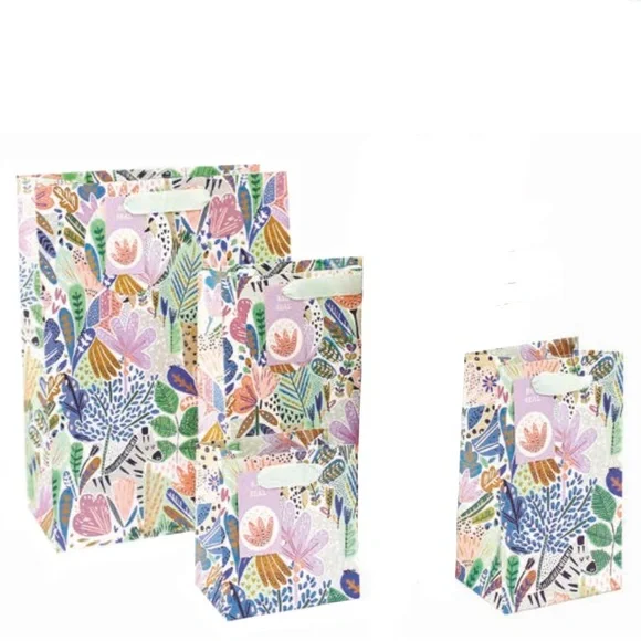 Partisan Lush Jungle Designer-Inspired Gift Bags with Gift Tag + Seal - Set of 3