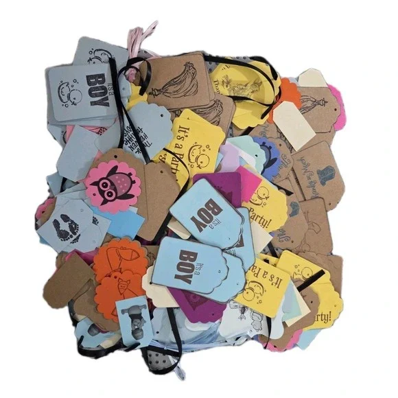 Announcement Gift Tags‎ Some with String Mixed Stamped Designs Baby Shower