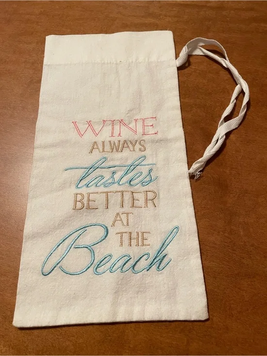 White Embroidered Wine Bag - 