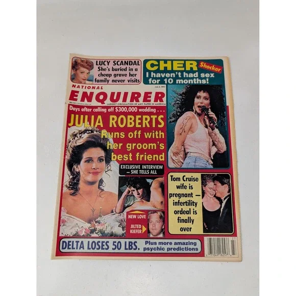 National Enquirer 1991 Julia Roberts Cher Tom Cruise Michael Jordan Vintage‎ 90s