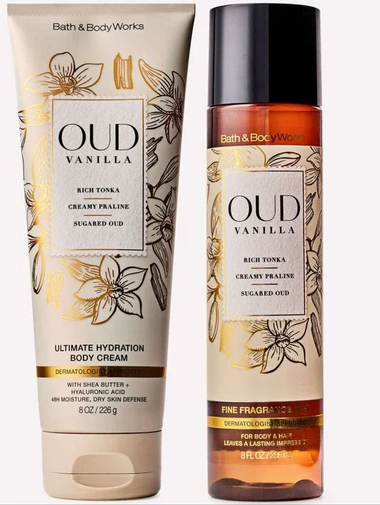 Bath & Body Works Oud Vanilla Body Cream & Fragrance Mist Set NEW