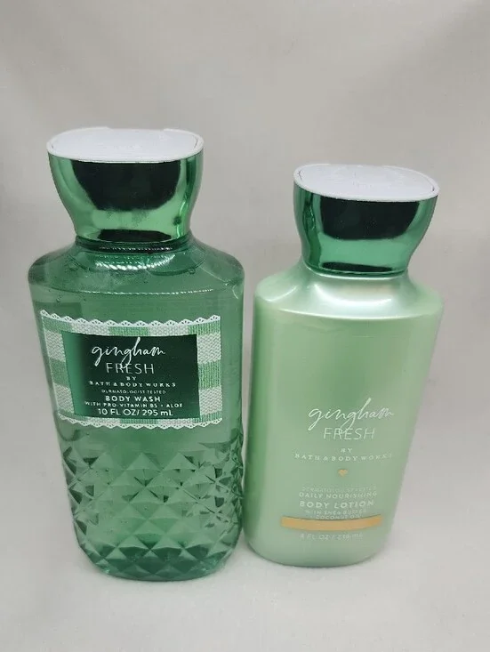 New BBW Sale Bath & Body Works Gingham Fresh 2-Piece Set Body Wash & Lotion
