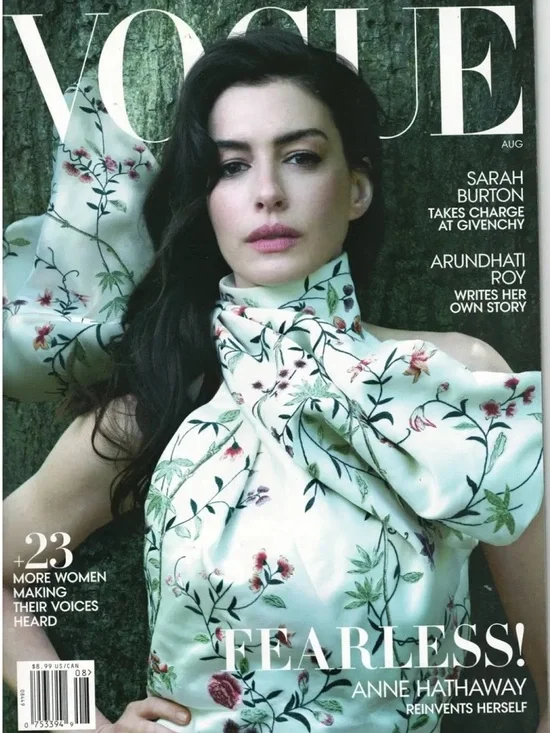 Vogue August 2025 issue featuring actress Anne Hathaway on the cover